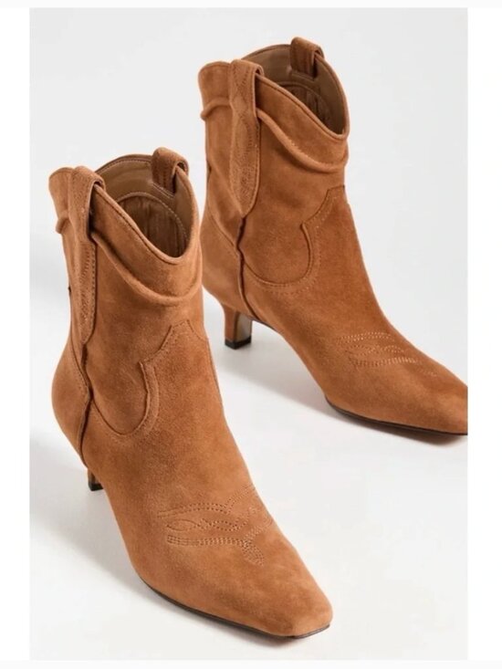 Sam Edelman Shoes - Sam Edelman Taryn Suede Pull On Western Point Squared Toe Kitten Heel Boots 8.5